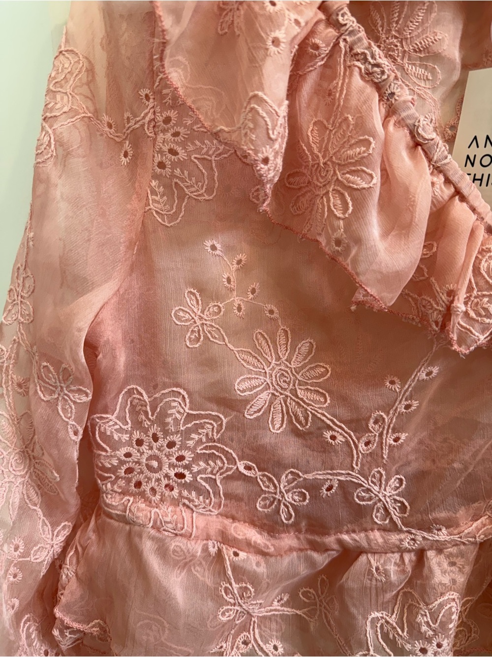 Pink Eyelet Ruffle Peplum Blouse - Picture 3 of 4